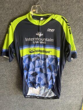 DNA Cycling Jersey Mens XXL Blue Intermountain Full Zip Short Sleeve Pockets